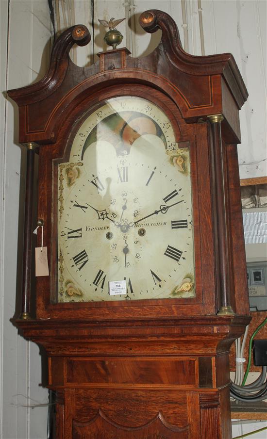 Yarndley, Birmingham. An early 19th century mahogany and oak eight day longcase clock(-)